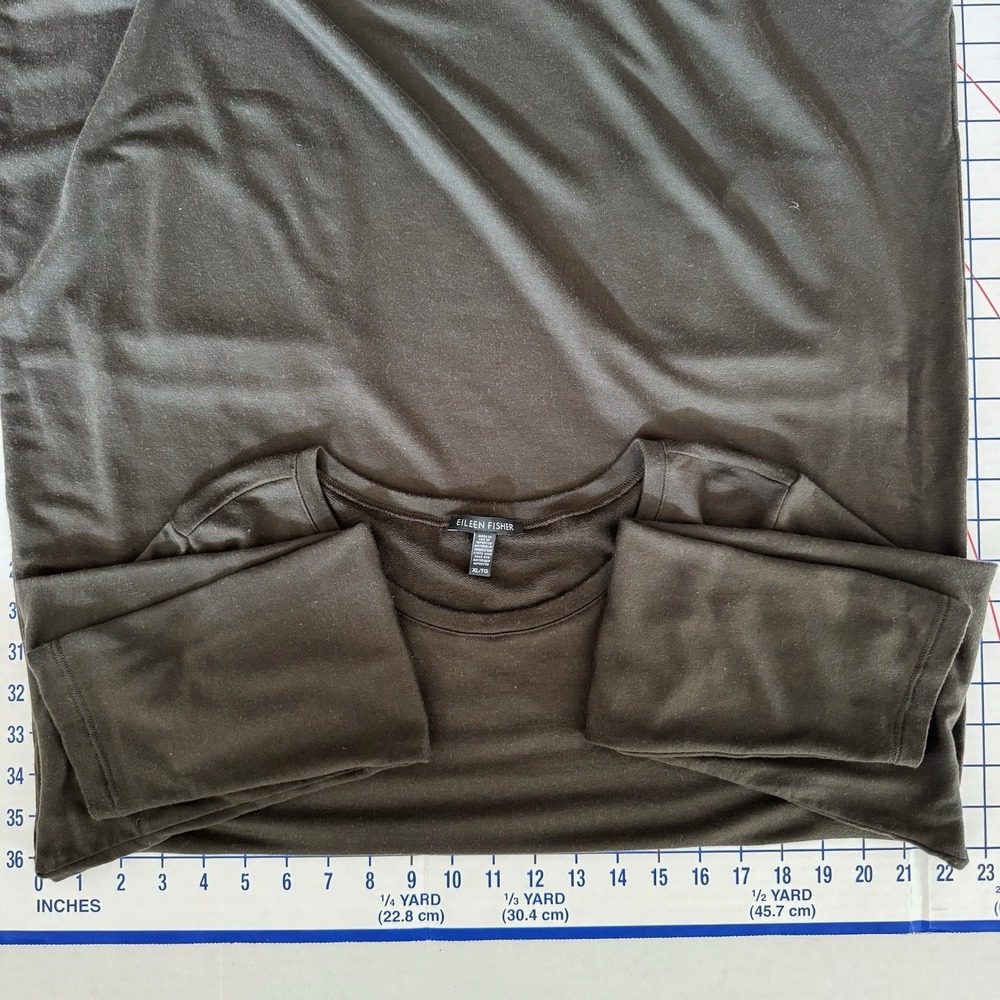 Eileen Fisher Tencel Lyocell Long Sleeve Shift Dress Pockets Green XL Soft Comfy - Picture 7 of 9